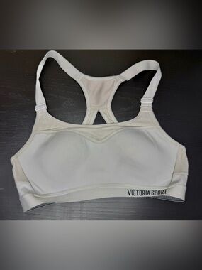 Victoria Sport Incredible Sports Bra White‎ Mesh Racerback Womens Size 32B VS
